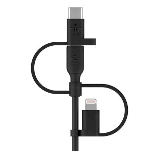 کابل تبدیل USB به USB-C/ لایتنینگ/ MicroUSB بلکین مدل CAC001bt1MBK BOOST طول 1 متر